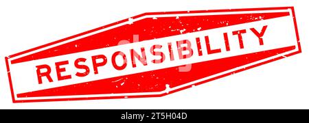Grunge Red Responsibility Word sechseckiger Gummisiegelstempel auf weißem Hintergrund Stock Vektor