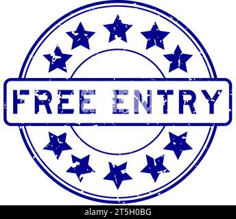 Grunge blaues freies Wort mit Sternsymbol runder Gummisiegelstempel auf weißem Hintergrund Stock Vektor