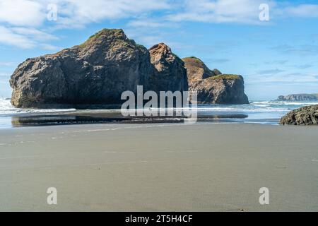 Ein Blick auf die Felsformationen am Meyers Creek Beach im Bundesstaat Oregon. Stockfoto