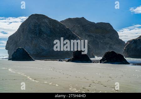 Ein Blick auf die Felsformationen am Meyers Creek Beach im Bundesstaat Oregon. Stockfoto