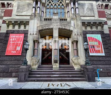 Philadelphia, PA – USA – 15. Oktober 2023 The Pennsylvania Academy of the Fine Arts. Ein Museum und eine private Kunstschule in Philadelphia, Pennsylvania. Das war es Stockfoto