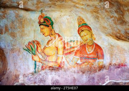 Die Fresken in Sigiriya maidens (Sri Lanka) Stockfoto