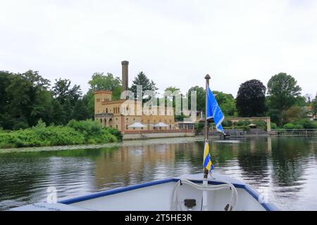 Juli 31 2023 - Potsdam, Berlin, Brandenburg: Impressionen von einer Bootsfahrt auf der Havel bei Glienickebrücke zwischen Berlin und Potsd Stockfoto