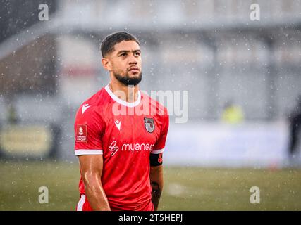 Slough, Großbritannien, 5. November 2023. Rekeil Pyke während des Fußballspiels der ersten Runde des FA Cup zwischen Slough Town FC und Grimsby Town FC im Arbour Park, Slough UK.Credit: Jon Corken Stockfoto