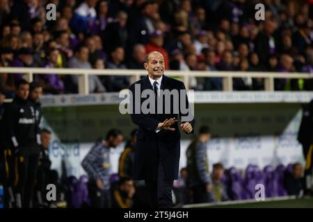 Florenz, Toskana, Italien. November 2023. Massimiliano Allegri Trainer von Juventus während des Fußballspiels der Serie A US ACF Fiorentina - Juventus FC, am 5. November 2023 im Stadio Franchi in Florenz Italien (Foto: © Ciro de Luca/ZUMA Press Wire) NUR ZUR REDAKTIONELLEN VERWENDUNG! Nicht für kommerzielle ZWECKE! Quelle: ZUMA Press, Inc./Alamy Live News Stockfoto