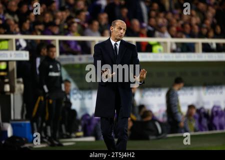 Florenz, Toskana, Italien. November 2023. Massimiliano Allegri Trainer von Juventus während des Fußballspiels der Serie A US ACF Fiorentina - Juventus FC, am 5. November 2023 im Stadio Franchi in Florenz Italien (Foto: © Ciro de Luca/ZUMA Press Wire) NUR ZUR REDAKTIONELLEN VERWENDUNG! Nicht für kommerzielle ZWECKE! Quelle: ZUMA Press, Inc./Alamy Live News Stockfoto