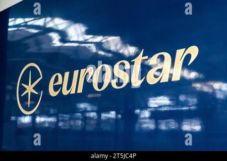 Logo auf einem Eurostar-Zug, Brüssel, Belgien Stockfoto