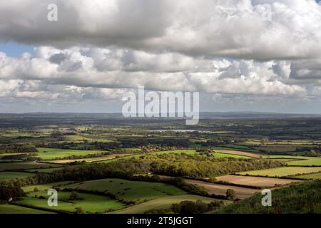 Blick auf das Arlington Reservoir im Herbst, East Sussex, England Stockfoto