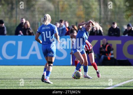 Durham City am Sonntag, den 5. November 2023. Während des FA Women's Championship-Spiels zwischen Durham Women und Sunderland im Maiden Castle, Durham City am Sonntag, den 5. November 2023. (Foto: Mark Fletcher | MI News) Credit: MI News & Sport /Alamy Live News Stockfoto