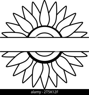 Sonnenblumenmonogramm in zwei Teile mit Kopierraum im Vektor Stock Vektor