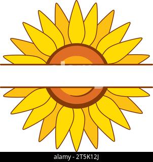 Sonnenblumenmonogramm in zwei Teile mit Kopierraum im Vektor Stock Vektor