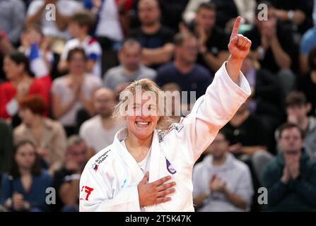 Andreja Leski (SLO) brons im Frauenfinale -63 kg gegen Gili Sharir (ISR) während der Judo-Europameisterschaft Seniors am 4. November 2023 in der Sud de France Arena Montpellier, Frankreich Credit: SCS/Soenar Chamid/AFLO/Alamy Live News Stockfoto