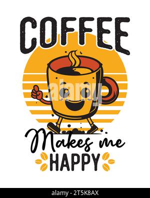 Kaffee-T-Shirt-Design, Kaffee-Tee Stock Vektor