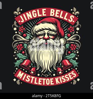 Jingle Bells Mistletoe Kisses T-Shirt Design Vektor Stock Vektor