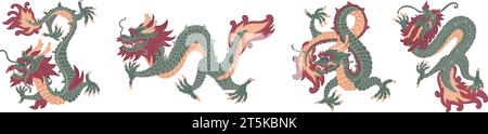 Drachen Chinesische Folklore und Mythologie Kreatur Stock Vektor