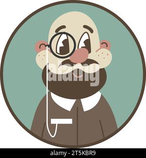 Mann-Persönlichkeit aus dem Avatar-Foto aus dem vergangenen Jahrhundert Stock Vektor