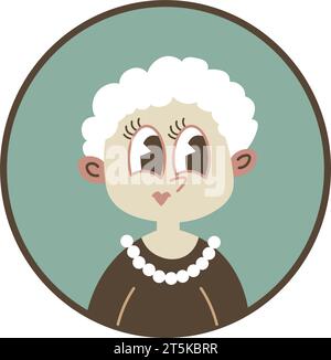 Älterer Frauenavatar, Ur-Großmutter-Icon-Vektor Stock Vektor