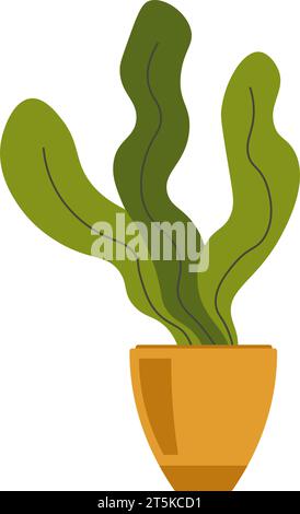 Hauspflanze mit Blättern im Topf, Hausdekoration Stock Vektor