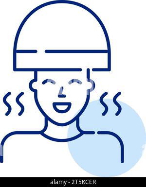 Frau, die ihre Haare in einer Retro-Haube trocknen lässt. Friseursalon. Symbol für perfekte Pixel Stock Vektor