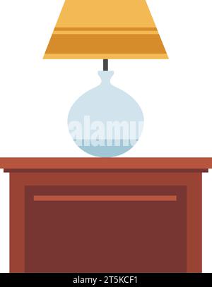Holzschublade mit Tischlampe, Wohnmöbel Stock Vektor