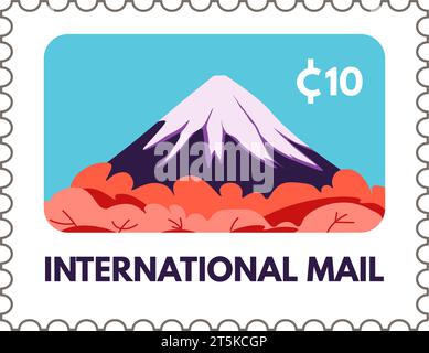 Internationale Post, Postkarte mit Berg Fuji Stock Vektor