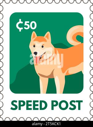 Schnellpost, Stempel mit akita-inu-Hundevektor Stock Vektor