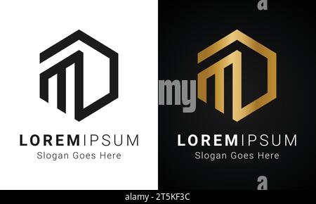 Luxuriöses Initial DM oder MD Monogramm Textbuchstaben-Logo-Design Stock Vektor