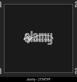 Luxuriöses Initial HG Logo Initialen Signatur Handschrift Monogramm isoliert auf schwarzem Hintergrund Stock Vektor