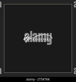 Luxuriöses Initial HP Logo Initialen Signature Handschriftenmonogramm isoliert auf schwarzem Hintergrund Stock Vektor
