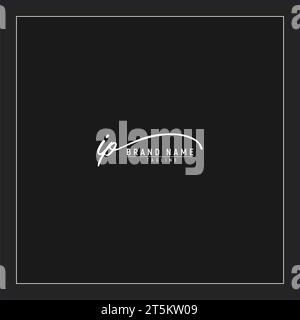 Luxuriöses Initial IP Logo Initialen Signatur Handschrift Monogramm isoliert auf schwarzem Hintergrund Stock Vektor