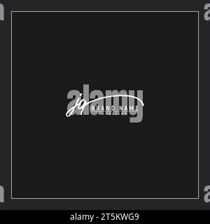 Luxuriöses Initial JQ Logo Initialen Signatur Handschrift Monogramm isoliert auf schwarzem Hintergrund Stock Vektor