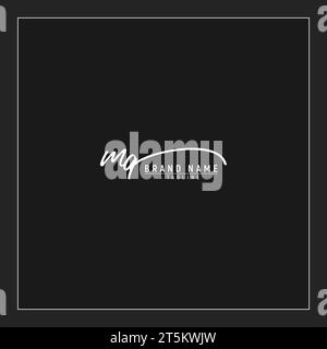 Luxuriöses Initial MQ Logo Initialen Signatur Handschrift Monogramm isoliert auf schwarzem Hintergrund Stock Vektor