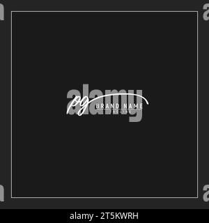 Luxuriöse Initialen PG Logo Initialen Signatur Handschrift Monogramm isoliert auf schwarzem Hintergrund Stock Vektor
