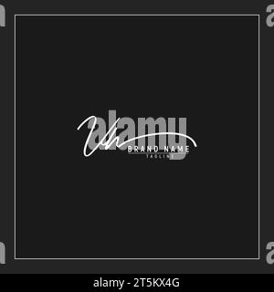 Luxuriöses Initial VH Logo Initialen Signatur Handschrift Monogramm isoliert auf schwarzem Hintergrund Stock Vektor