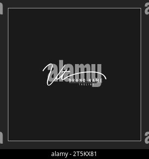 Luxuriöses Initial VT Logo Initialen Signatur Handschrift Monogramm isoliert auf schwarzem Hintergrund Stock Vektor