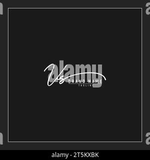 Luxuriöses Initial VS Logo Initialen Signatur Handschrift Monogramm isoliert auf schwarzem Hintergrund Stock Vektor