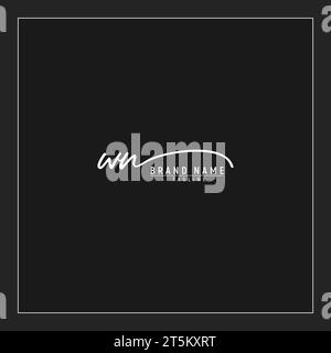 Luxuriöses Initial WN Logo Initialen Signatur Handschrift Monogramm isoliert auf schwarzem Hintergrund Stock Vektor