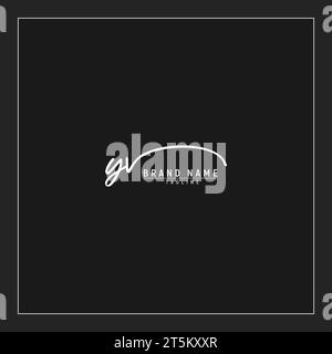 Luxuriöses Initial YV Logo Initialen Signatur Handschrift Monogramm isoliert auf schwarzem Hintergrund Stock Vektor