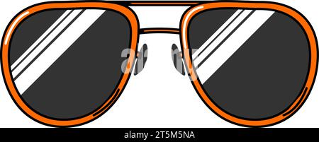 Klassische Pilotenbrille mit farbigen Streichungen. Augenschutz modernes Accessoire. Gesundheits- und Sehschutz. Karikaturgrafik bunter Vektor isoliert auf weißem Rücken Stock Vektor