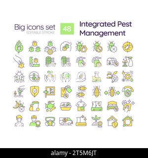 Bearbeitbare große Symbole für integrierten Schädlingsschutz Stock Vektor