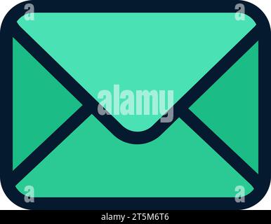 Piktogramm für geschlossenen grünen Papierumschlag. Geschäftskorrespondenz der Mitarbeiter. Empfangen und Senden elektronischer Nachrichten im Büro. Konturvektor i der Kontur Stock Vektor