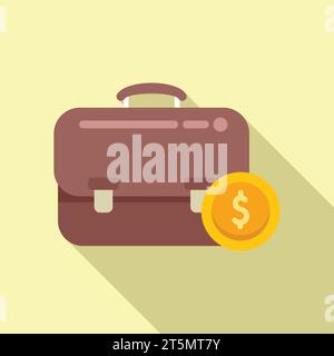Suitcase Strategie Business Icon flacher Vektor. Geld berechnen. Zukunft der Wirtschaft Stock Vektor