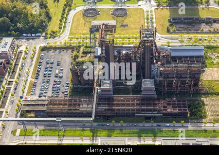 Luftaufnahme, Technologiepark Gewerbegebiet Phoenix West, ehemaliges Stahlwerk Hochofen 5, Hörde, Dortmund, Ruhrgebiet, Nordrhein-Westfalen, Ge Stockfoto