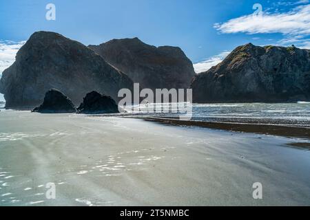 Ein Blick auf die Felsformationen am Meyers Creek Beach im Bundesstaat Oregon. Stockfoto