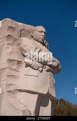 WASHINGTON, DC, USA - Martin Luther King, Jr. Memorial. Die Stone of Hope Granit Statue am Tidal Basin. Stockfoto