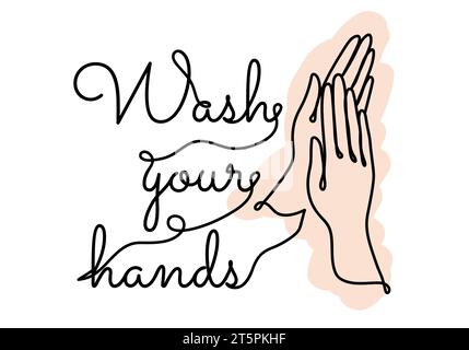 Handbeschriftung mit Quarantäne- und Coronavirus-Spitze in handgezeichneter Linearform. Stock Vektor