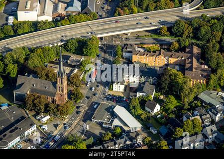 Aus der Vogelperspektive, St.. Josephs-Katholische Kirche, Weidenau-Haardter Berg, Siegen, Siegerland, Nordrhein-Westfalen, Deutschland, DE, Europa, Luftbild, Aeri Stockfoto