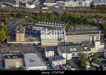 Luftbild, Bezirkspolizeistation Siegen, BMW Autohaus Wahl, Weidenau-West, Siegen, Siegerland, Nordrhein-Westfalen, Deutschland, Auge des Rechts, D Stockfoto