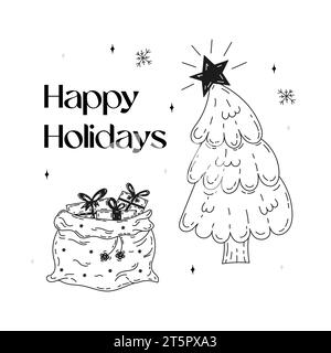 Weihnachtsset mit Doodle-Elementen. Stock Vektor