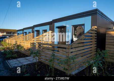 Acht provisorische Unterkünfte für Obdachlose, Redfield Bristol, Großbritannien Stockfoto